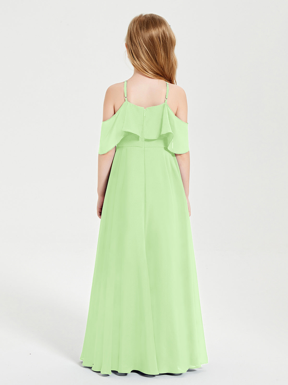 Off-the-Shoulder Long Dresses for Junior Bridesmaids Sage